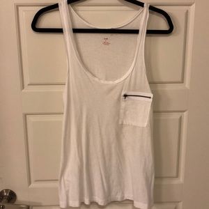LnA White Tank with Zipper Pocket